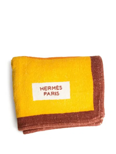 Pre-owned Hermes 2000s Boats Gm Towel In Yellow