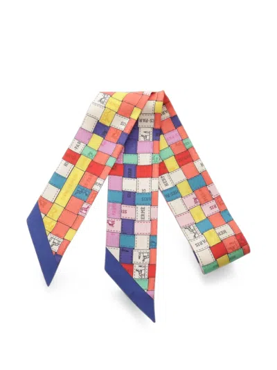 Pre-owned Hermes 2000s Bolduc Au Carre Ribbon Scarf In Neutrals