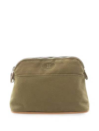 Pre-owned Hermes 2000s Bolide Canvas Pouch In Green