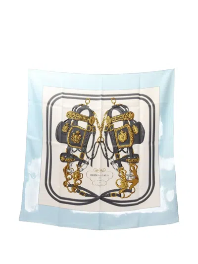 Pre-owned Hermes 2000s Brides De Gala Scarf In Blue