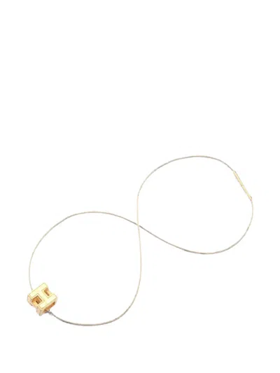 Pre-owned Hermes 2000s Cage D'h Ash H-cube Necklace In Gold
