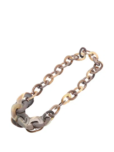 Pre-owned Hermes 2000s Calamba Buffalo Horn Necklace In Brown