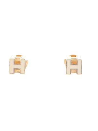 Pre-owned Hermes 2000s Carge D'ash H Earrings In Gold