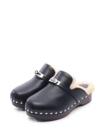 Pre-owned Hermes 2000s Carlotta Kelly Mules In Black