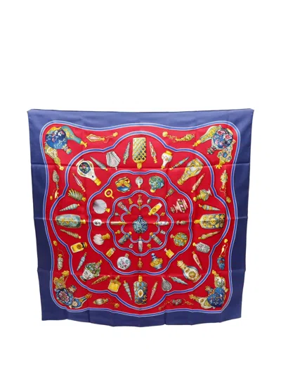 Pre-owned Hermes 2000s Carré 90 Printed Scarf In Red