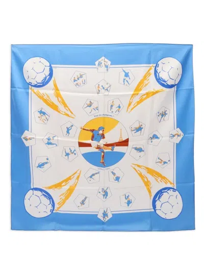 Pre-owned Hermes 2000s Carrés 90 Vive Les Champions! Silk Scarf