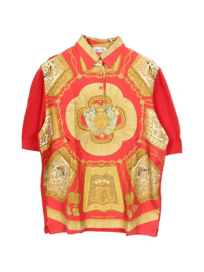 Pre-owned Hermes 2000s Chain Silk Shirt In Red