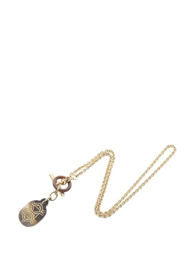 Pre-owned Hermes 2000s Chaîne D'ancre Buffalo Horn Necklace In Brown