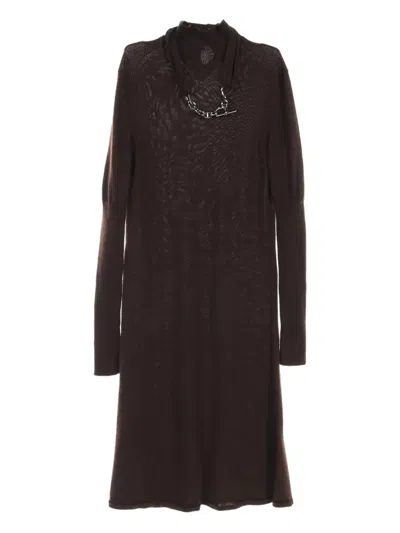 Pre-owned Hermes 2000s Chaîne D'ancre Knitted Dress In Brown