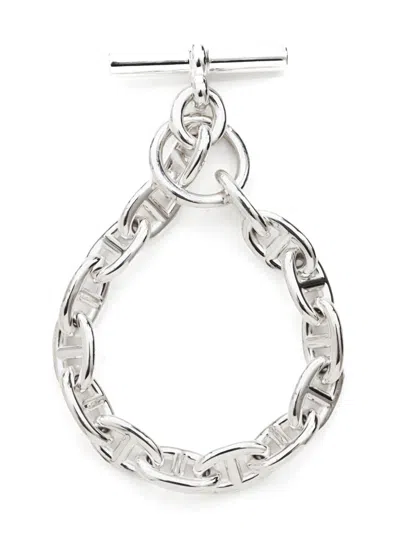 Pre-owned Hermes 2000s Chaine D'ancre Mm Bracelet In Silver