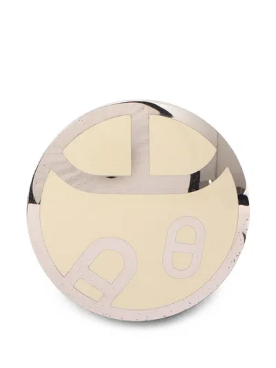 Pre-owned Hermes 2000s Chaîne D'ancre Round Scarf Ring In Silver