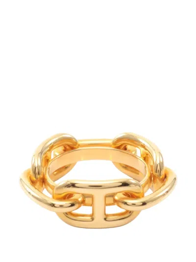 Pre-owned Hermes 2000s Chaîne D'ancre Scarf Ring In Gold