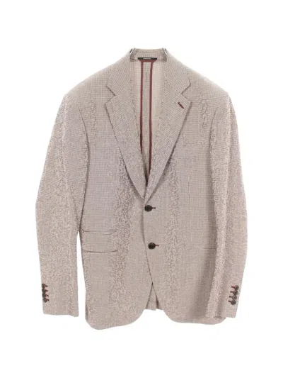 Pre-owned Hermes 2000s Check Seersucker Blazer In Brown