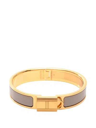 Pre-owned Hermes 2000s Click Cadena Pm Bangle In Gold