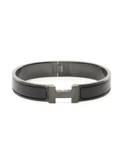 Pre-owned Hermes 2000s Click Crack Pm Bangle In Black