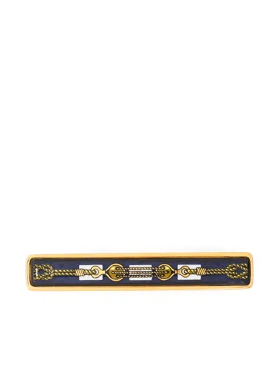 Pre-owned Hermes 2000s  Cloisonne Brooch In Blue