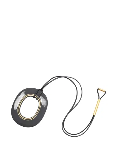 Pre-owned Hermes 2000s Color Present Wood Necklace In Black