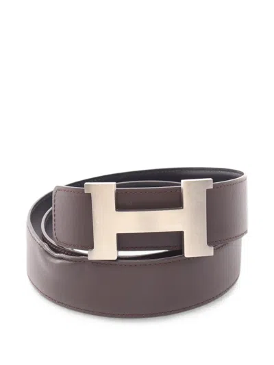 Pre-owned Hermes 2000s Constance Reversible Belt In Brown