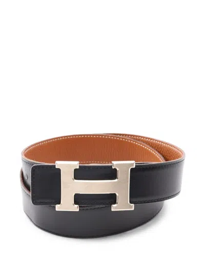 Pre-owned Hermes 2000s Constance Togo Reversible Belt In Black