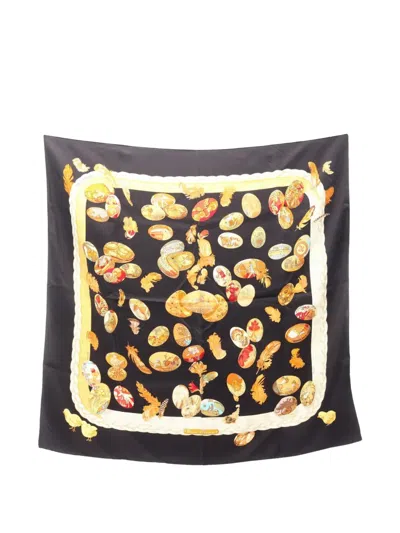 Pre-owned Hermes 2000s Couvée D'hermès Scarf In Black