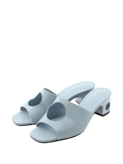 Pre-owned Hermes 2000s Elia Cut-out Mule Sandals In Blue