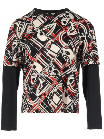 Pre-owned Hermes 2000s En Desordre Et Chaines T-shirt In Black
