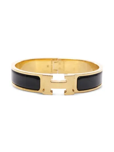 Pre-owned Hermes 2000s Enamel Gold Bangle Bracelet