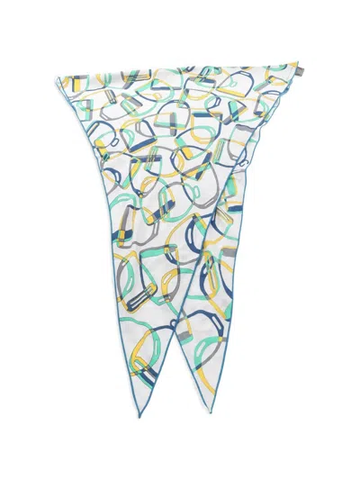 Pre-owned Hermes 2000s Equestrian Scarf In White