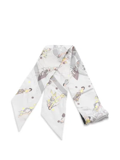 Pre-owned Hermes 2000s Ex-libris Silk Scarf In Neutral