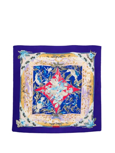 Pre-owned Hermes 2000s Foulard Scarf In Blue