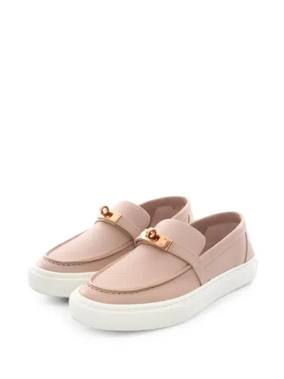 Pre-owned Hermes 2000s Game Kelly Buckle Slip-on Sneakers In Pink