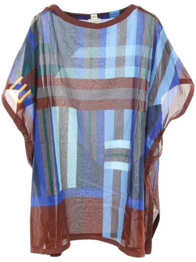 Pre-owned Hermes 2000s Geometric-print Blouse In Brown