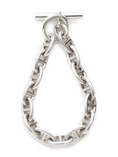 Pre-owned Hermes 2000s Gm Anchor-chain Bracelet In Silver