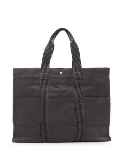 Pre-owned Hermes 2000s Gm Herline Yale Line Tote Bag In Grey