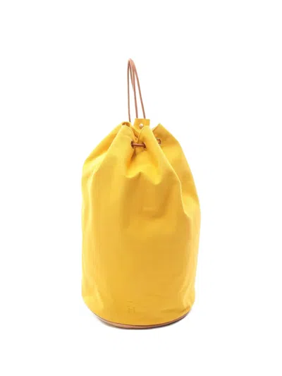 Pre-owned Hermes 2000s Gm Poroshon Mimir Drawstring Bag In Yellow
