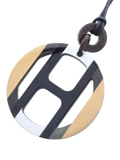 Pre-owned Hermes 2000s H Equipe Necklace In Black