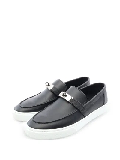 Pre-owned Hermes 2000s Kelly Buckle Sneakers In Black