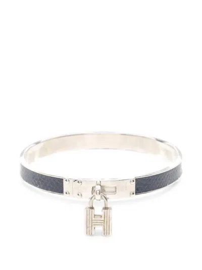 Pre-owned Hermes 2000s Kelly H-motif Bangle In Silver