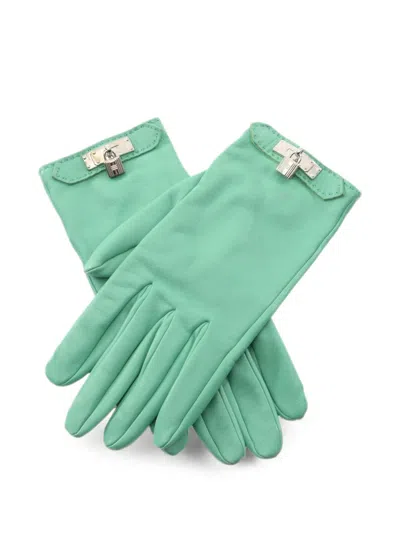 Pre-owned Hermes 2000s Kelly Padlock Gloves In Green