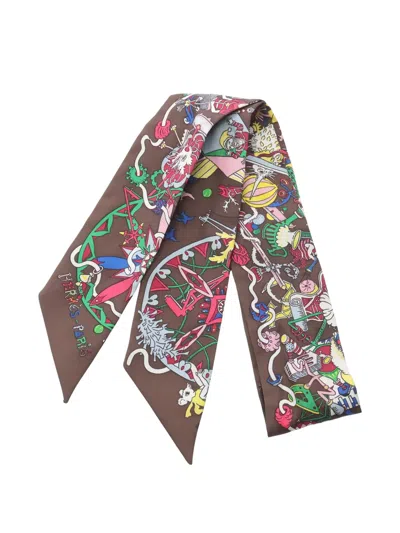 Pre-owned Hermes 2000s La Folle Scarf In Brown