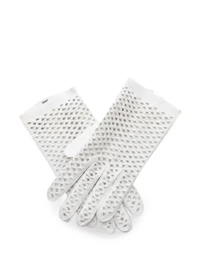 Pre-owned Hermes 2000s Lambskin Gloves In White