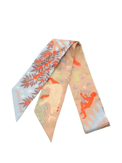 Pre-owned Hermes 2000s Le Charme D'orphee Ribbon Scarf In Neutral