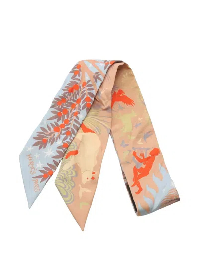 Pre-owned Hermes 2000s Le Charme D'orphee Twilly Scarf In Neutral