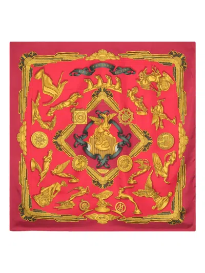 Pre-owned Hermes 2000s  Le Parures Du Vent Silk Scarf In Pink