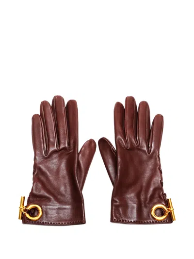 Pre-owned Hermes 2000s Leather Gloves In Brown