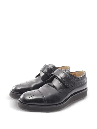Pre-owned Hermes 2000s Leather Oxford Shoes In Black