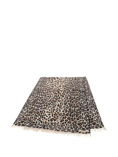 Pre-owned Hermes 2000s Leopard-print Shawl In Neutral