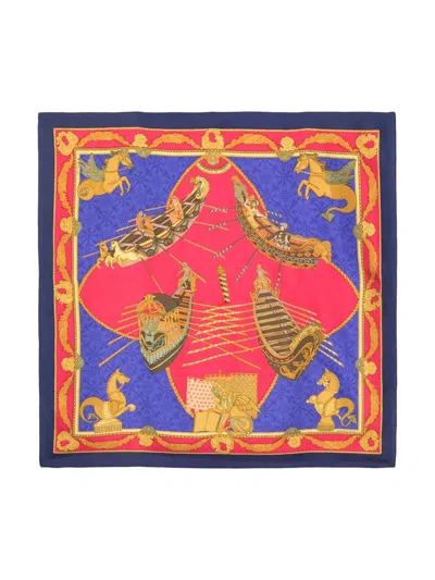 Pre-owned Hermes 2000s  Les Bissone De Venise Silk Scarf In Pink