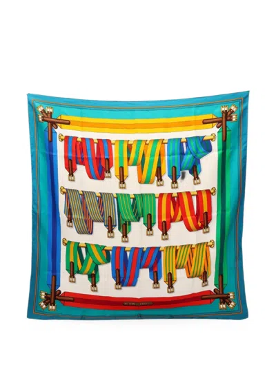 Pre-owned Hermes 2000s Les Sangles Scarf In Neutrals