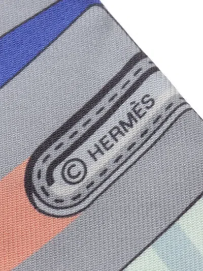 Pre-owned Hermes 2000s Les Sangles Twilly Scarf In Blue